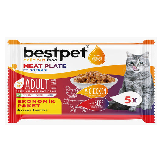 BestPet Adult Meat Plate Ecopack 5 x 85 g Pouch
