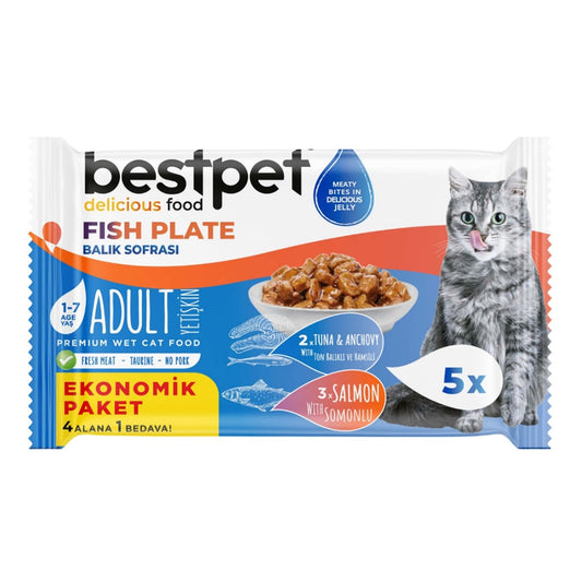 BestPet Adult Fish Plate Ecopack 5 x 85 g Pouch