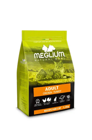Meglium Cat Adult Dry Food with Chicken & Turkey - 10kg