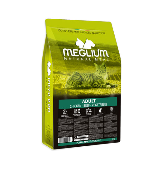 Meglium Cat Adult Dry Food with Chicken, Beef & Vegetables - 10kg