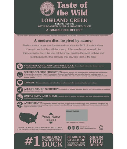 Taste of The Wild Lowland Creek Feline Recipe with Roasted Quail & Duck - 2kg