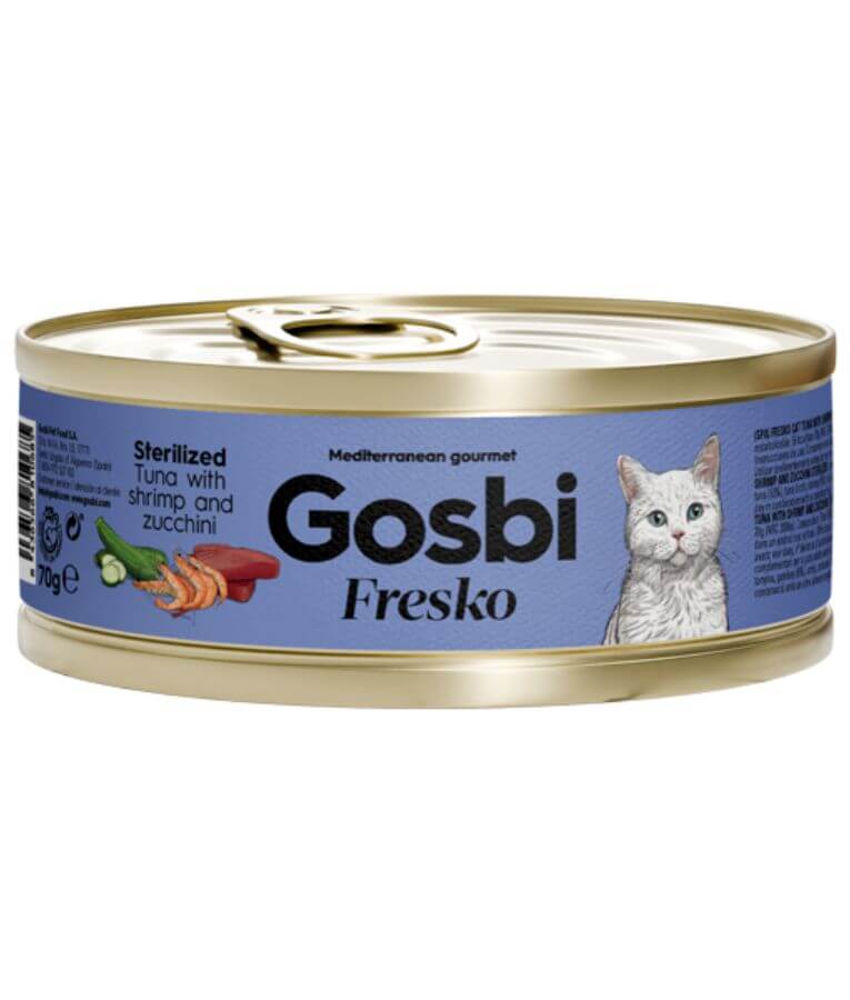 Gosbi - Fresko, Tuna with Shrimp and Zucchini, Sterilized Complementary Adult Wet Cat Food - 70g