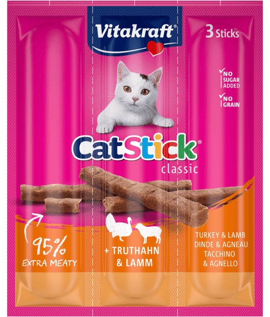 Vitakraft - CatStick, 3 Classic Soft Sticks With Turkey and Lamb - 18g