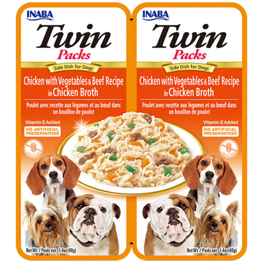 Inaba Dog Twin Packs Chicken with Vegetables & Beef (80g)