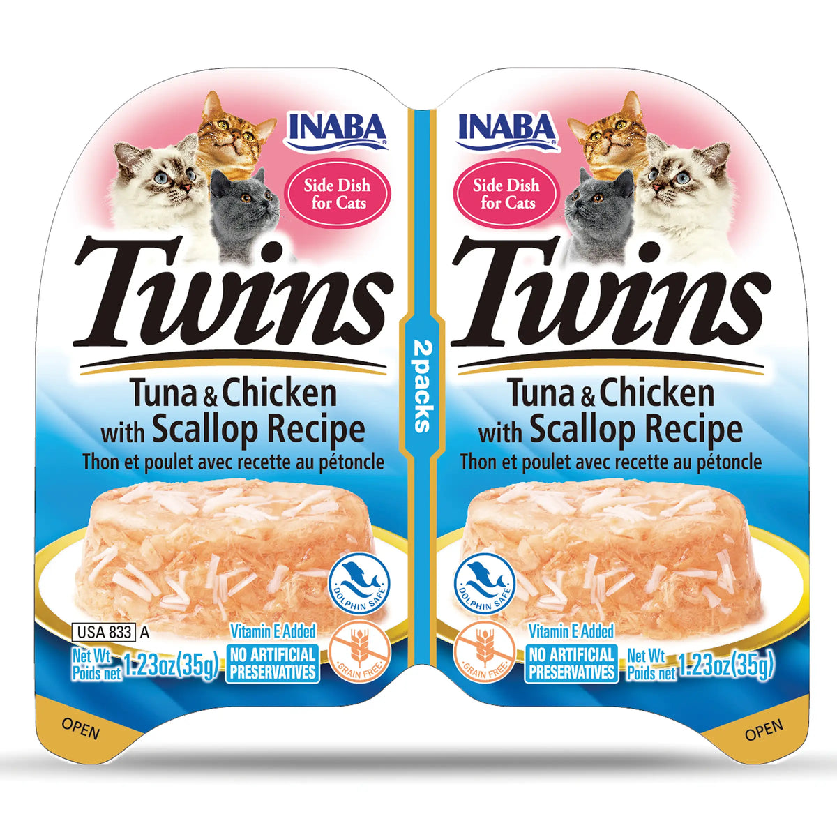 Inaba Cat Twins Tuna & Chicken With Scallop Recipe (35g)
