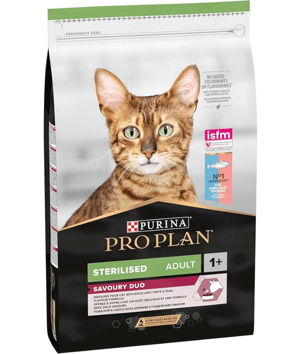 Purina Pro Plan Sterilised Adult 1+ Savoury Duo Dry Cat Food With Cod & Trout - 3kg